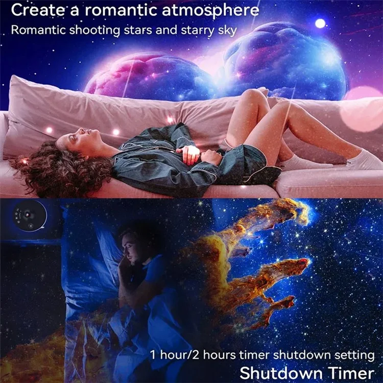 TKQ01 LED Projection Lamp 1 / 2H Timing Rotatable Space Ball Projector Meteor Galaxy Ceiling Night Light - White