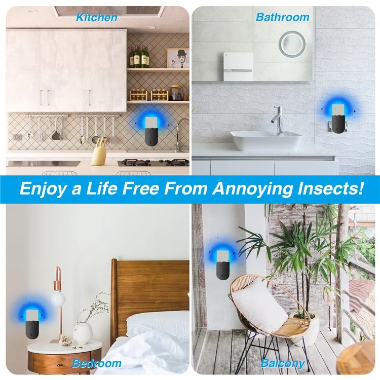 1800 Fly Insect Trap Plug-In Mosquito Killer Gnat Moth Catcher Fly Tapper UV Attractant Catcher, EU Plug - Black