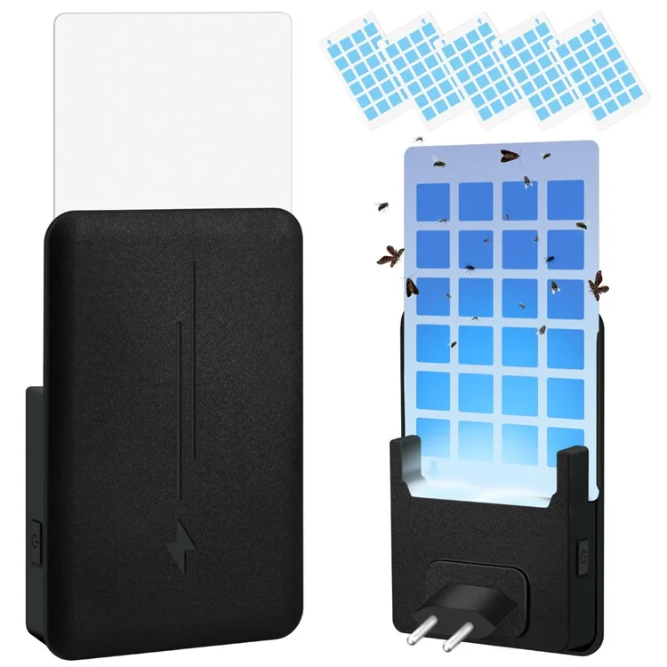 1803 Fly Tapper UV Attractant Catcher Fly Insect Trap Plug-In Mosquito Killer Gnat Moth Catcher, Plugue UE - Preto