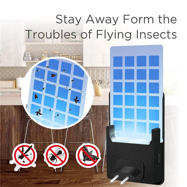 1803 Fly Tapper UV Attractant Catcher Fly Insect Trap Plug-In Mosquito Killer Gnat Moth Catcher, Plugue UE - Preto
