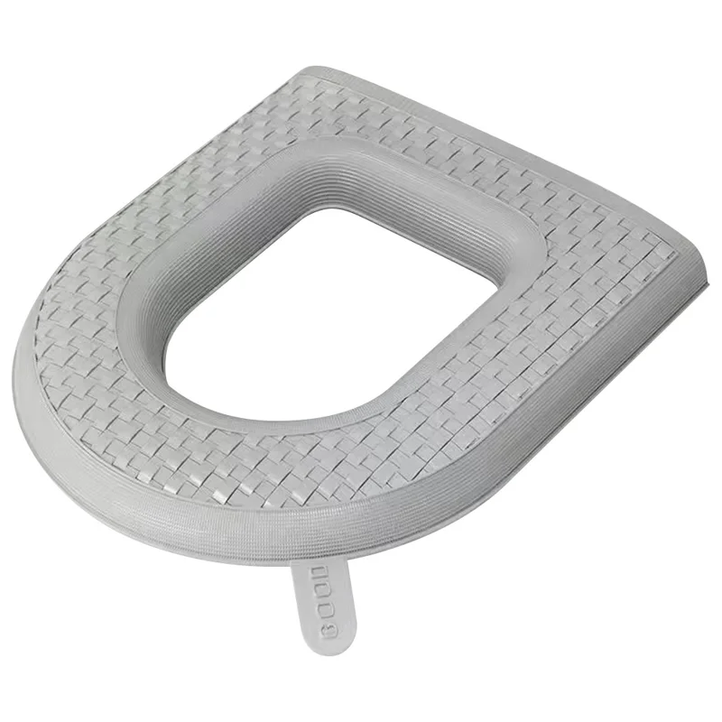 Household Thickened Toilet Mat Waterproof EVA Washable Toilet Seat Cover with Handle - Light Grey