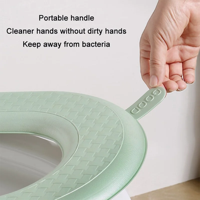 Household Thickened Toilet Mat Waterproof EVA Washable Toilet Seat Cover with Handle - Light Grey