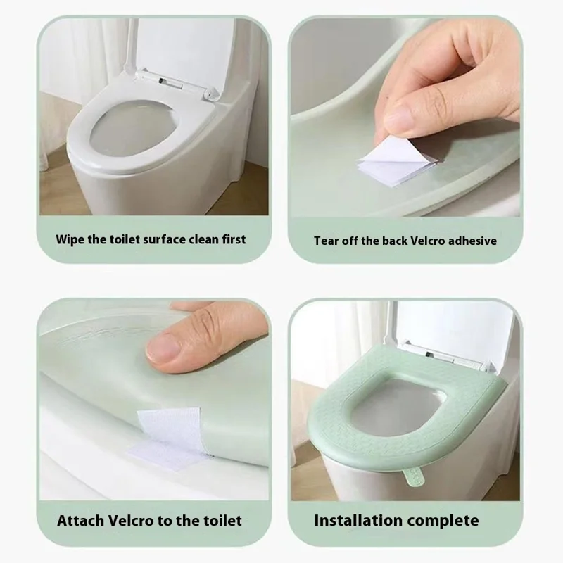 Household Thickened Toilet Mat Waterproof EVA Washable Toilet Seat Cover with Handle - Light Grey