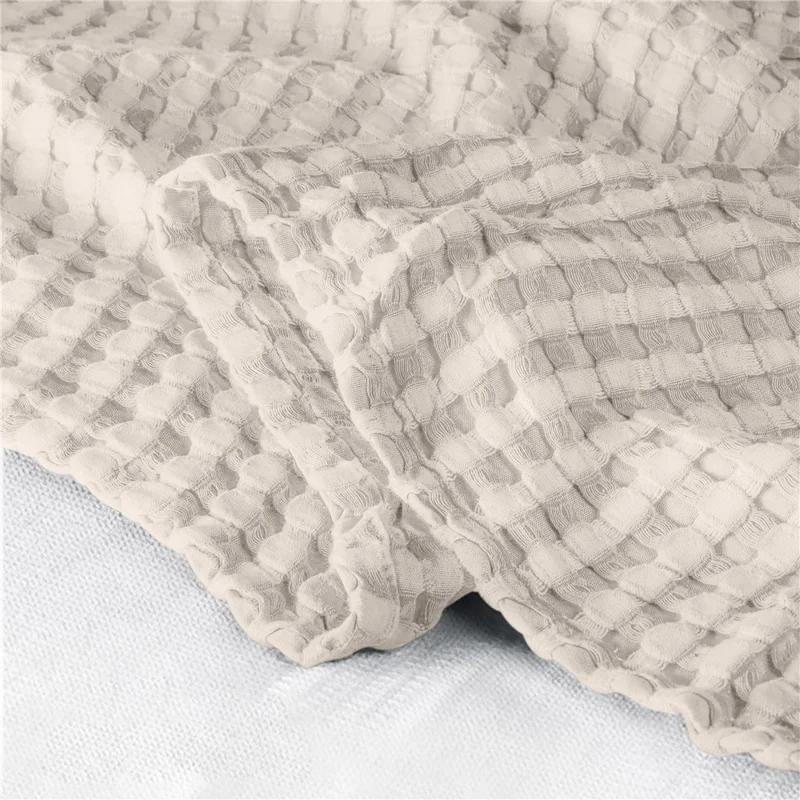 150x200cm Solid Color Cotton Waffle Blanket Air Conditioning Blanket for Lunch Break - Green