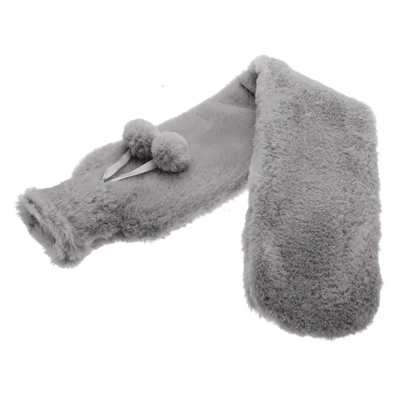 Long Strip 2L Hot Water Bottle Water Bag Fluffy Cover Warmer for Hand, Neck, Leg - Pink