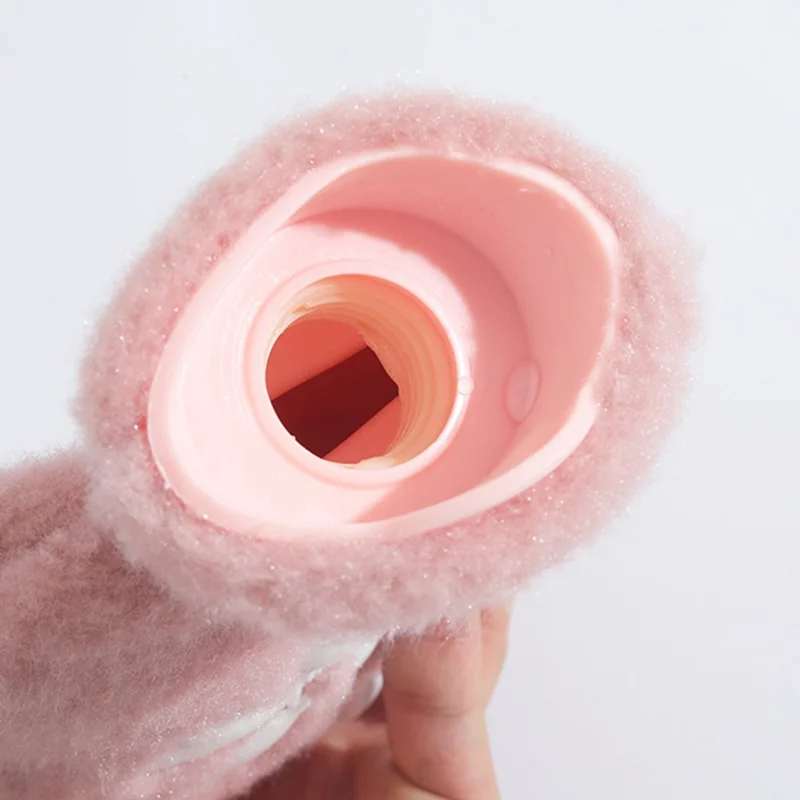 Bolsa de Água Quente Recarregável de 1000ML com Padrão Floral e Cobertura de Fleece - Púrpura