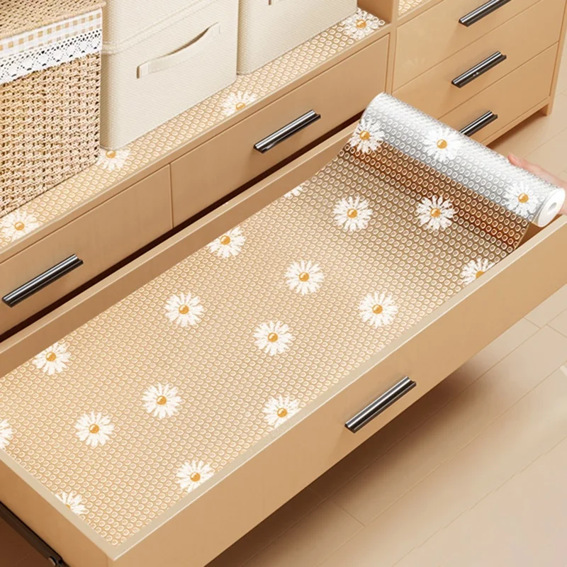 30x100cm EVA Thicken Drawer Mat Cabinet Waterproof Non-Slip Dot Texture Daisy Pattern Drawer Pad