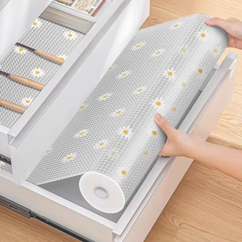 30x100cm EVA Thicken Drawer Mat Cabinet Waterproof Non-Slip Dot Texture Daisy Pattern Drawer Pad