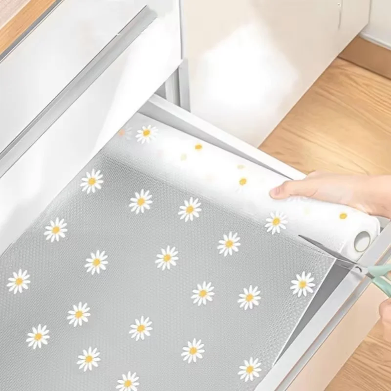 30x100cm EVA Thicken Drawer Mat Cabinet Waterproof Non-Slip Dot Texture Daisy Pattern Drawer Pad