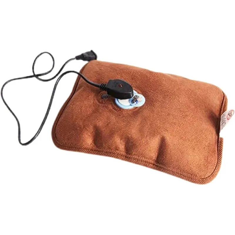 Explosion Proof Dots Pattern Hot Water Bag Soft Plush Rechargeable Winter Hand Warmer, EU Plug - Grey