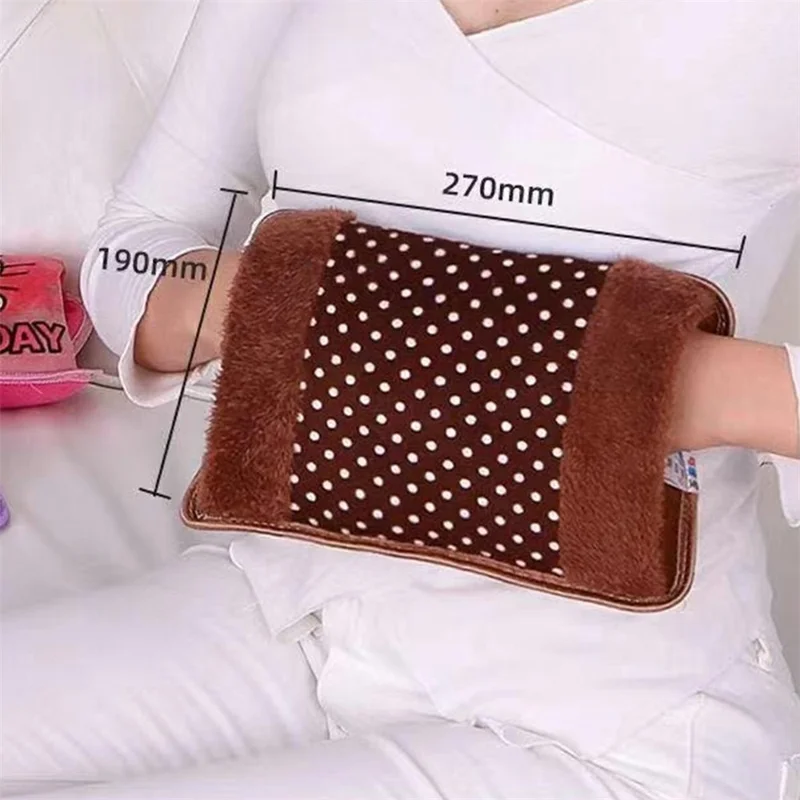 Explosion Proof Dots Pattern Hot Water Bag Soft Plush Rechargeable Winter Hand Warmer, EU Plug - Grey