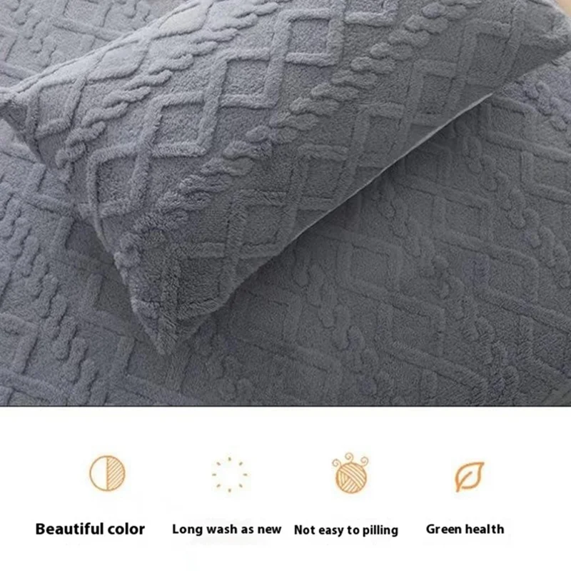 150x200cm Fitted Sheet Polyester Taffeta Bed Cover with Elastic Band + 2 Pillowcase - Milk Coffee