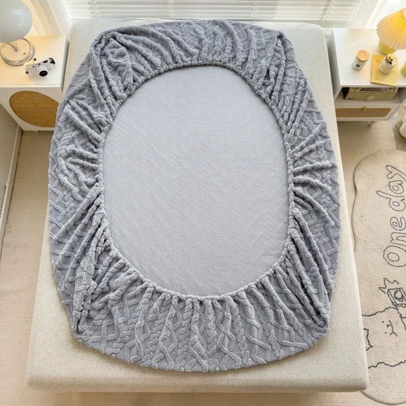 150x200cm Fitted Sheet Polyester Taffeta Bed Cover with Elastic Band + 2 Pillowcase - Milk Coffee