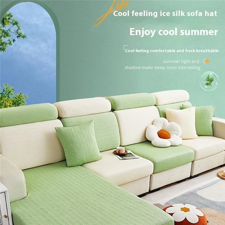 Summer Ice Silk Sofa Cover Stretchable Couch Slipcover Seat Cushion Home Furniture Protector, Size: XL - Green