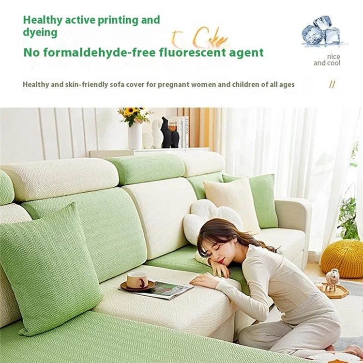Summer Ice Silk Sofa Cover Stretchable Couch Slipcover Seat Cushion Home Furniture Protector, Size: XL - Green