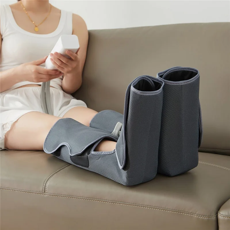 JB-706-02 2-section Air Compression Leg Massager Heat Therapy Calf and Foot Muscle Relaxation Device, EU Plug