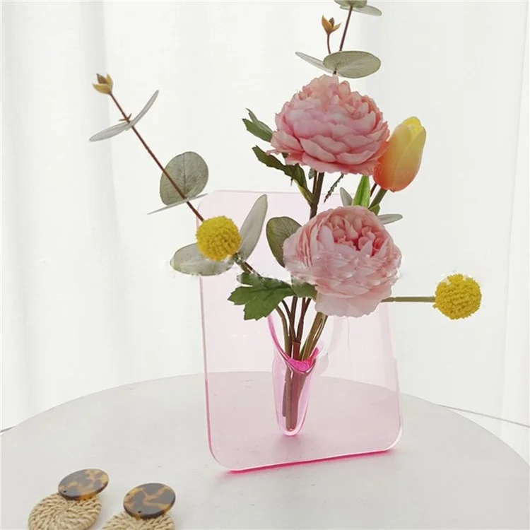 Cadre Photo Créatif Vase Acrylique Transparent Hydrophile Décoratif - Rose
