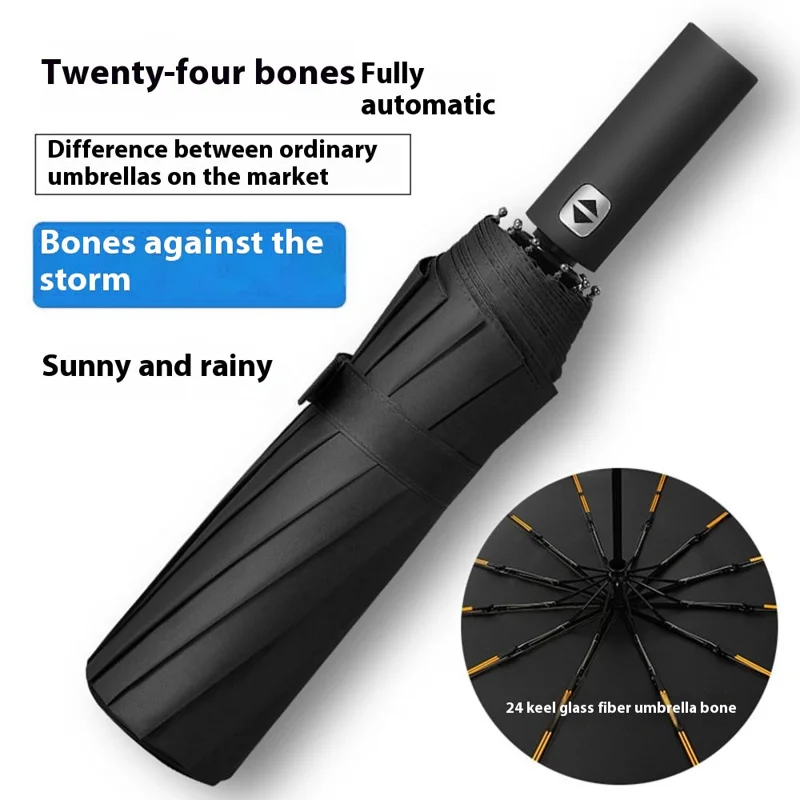 Windproof Large Umbrella 24-Rib Sun and Rain Proof Umbrella for 2 People - Sky Blue