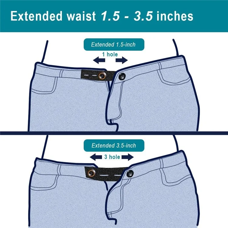 6 Botões Elásticos Extensor de Cinto para Calças Jeans para Homens, Mulheres Grávidas - Cáqui