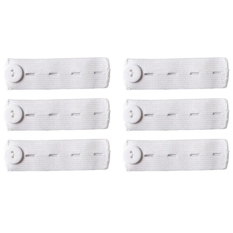 6PCS Elastic Waistband Extender Buttons Jeans Pants Waist Extenders for Men, Pregnant Women - White