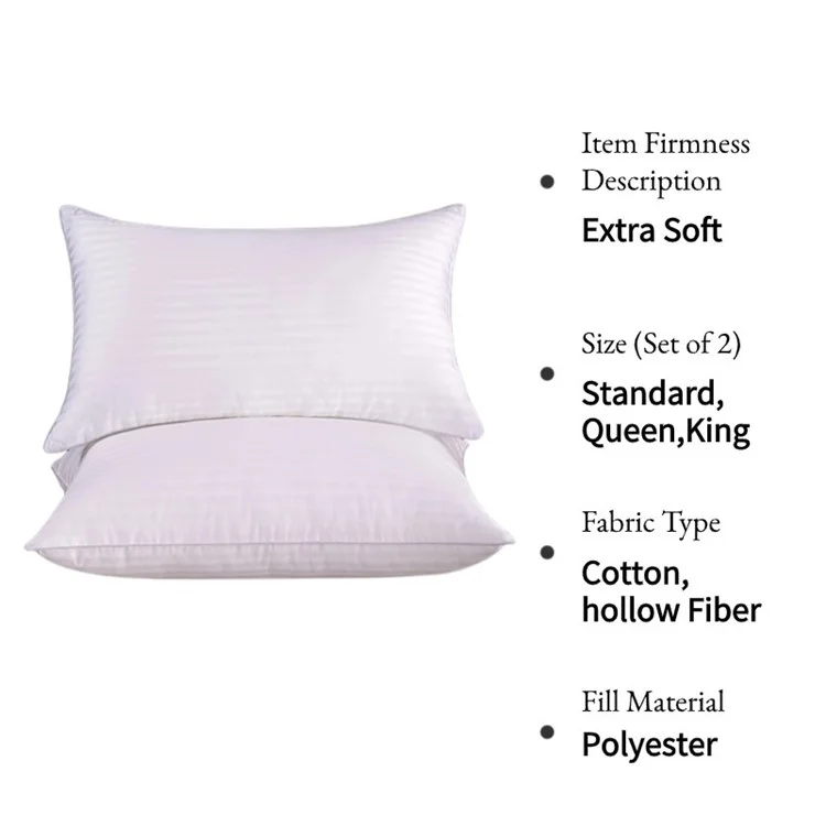 Travesseiro de Cama com Inserção de 51x76 cm, Coleção de Hotel Super Macio de Alternativa de Penas (Tamanho Queen 20x30 Polegadas)