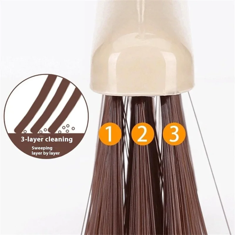 8-Section Handle Broom and Dustpan Set for Home Kitchen Office - Black / Orange