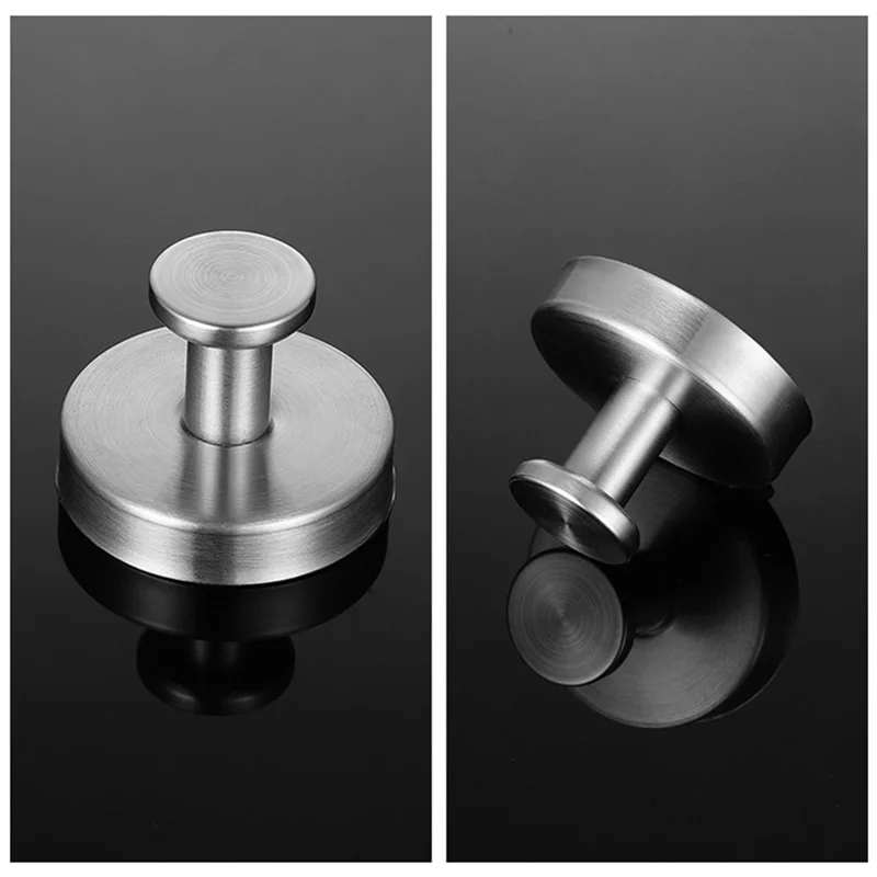 Round Towel Hook Wall Mounted 304 Stainless Steel Bath Robe Hanger for Bathroom - Black