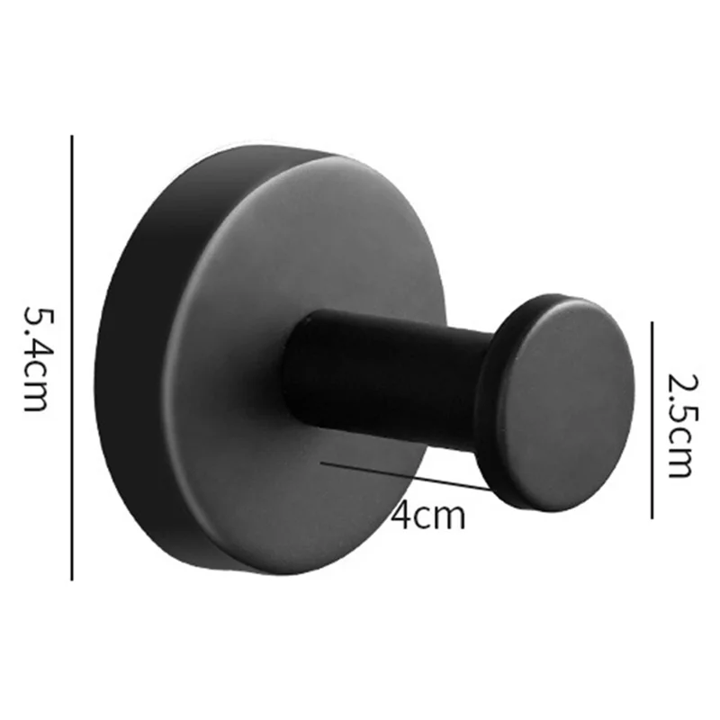 Round Towel Hook Wall Mounted 304 Stainless Steel Bath Robe Hanger for Bathroom - Black