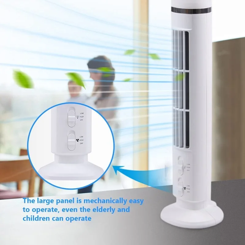 Tower Fan Desktop Rechargeable Bladeless Fan USB Mini Portable Night Light Handheld Cooling Fan - White