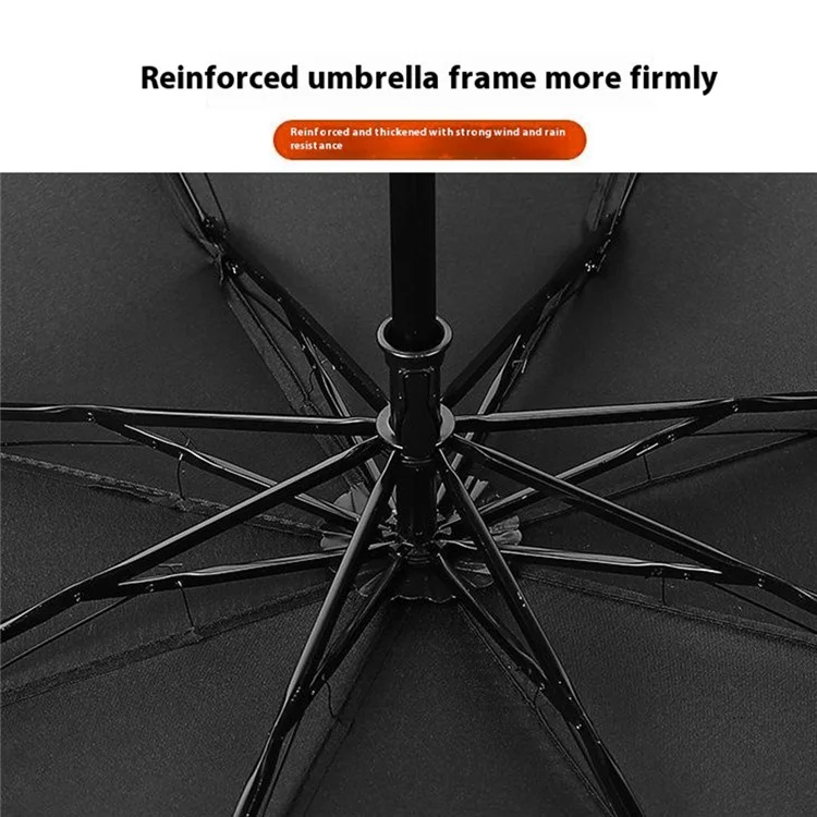 8 Ribs Solid Color Umbrella Business Student Manual Folding Umbrella - Black