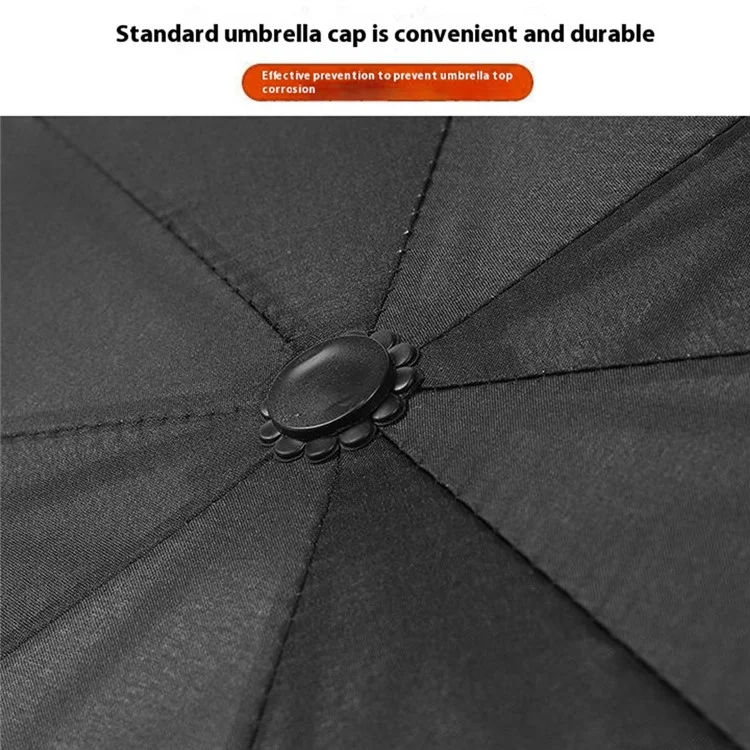 8 Ribs Solid Color Umbrella Business Student Manual Folding Umbrella - Black
