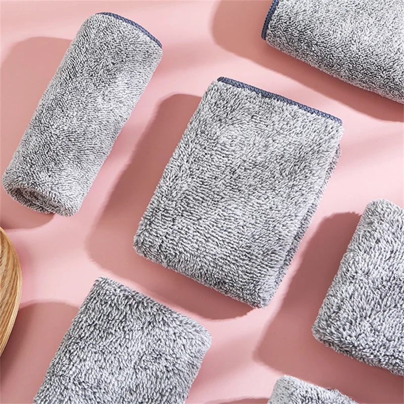 5Pcs 20x20cm Strong Water-Absorbent Thicken Microfiber Rag Home Cleaning Kitchen Dish Washing Towel