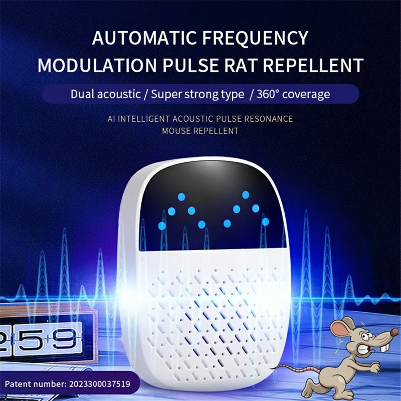 Cobertura de 360 ​​grados 801L Repellador de Plagas Ultrasónicas de Doble Frecuencia Para Roedores de Mosquitos - Enchufe de Ee. Uu.