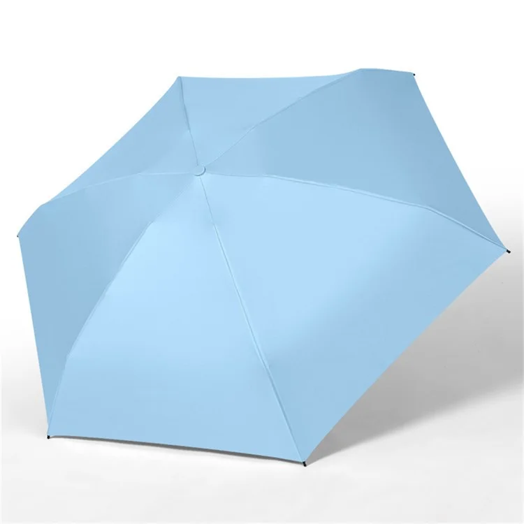 Mini Pocket Black Coating Parasol Sun Protection Rain-proof Six Ribs Umbrella with Capsule Box - Black