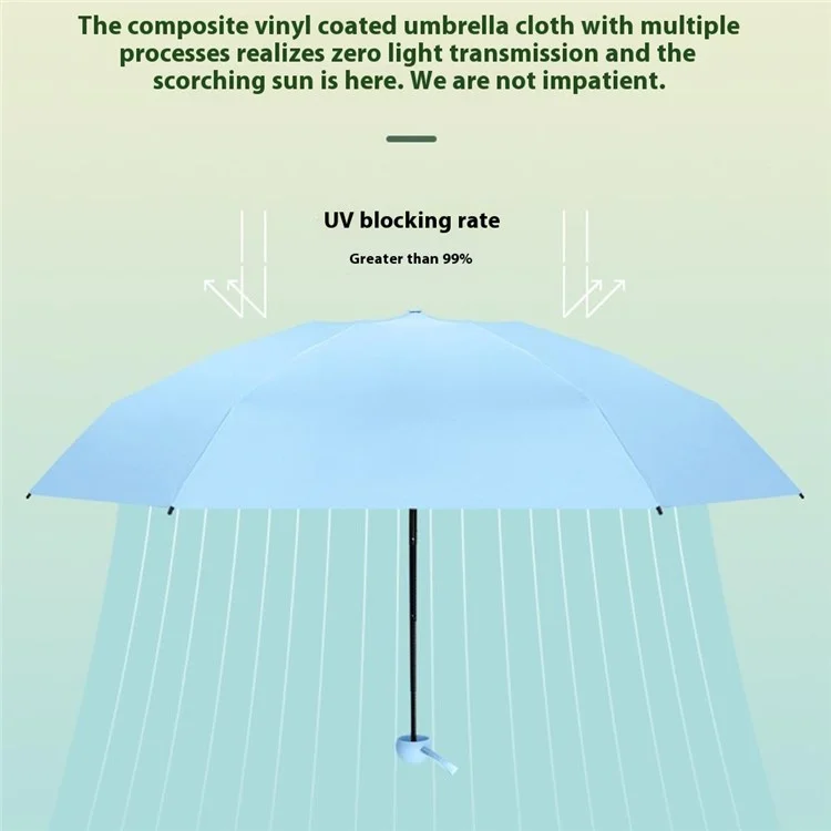 Mini Pocket Black Coating Parasol Sun Protection Rain-proof Six Ribs Umbrella with Capsule Box - Black