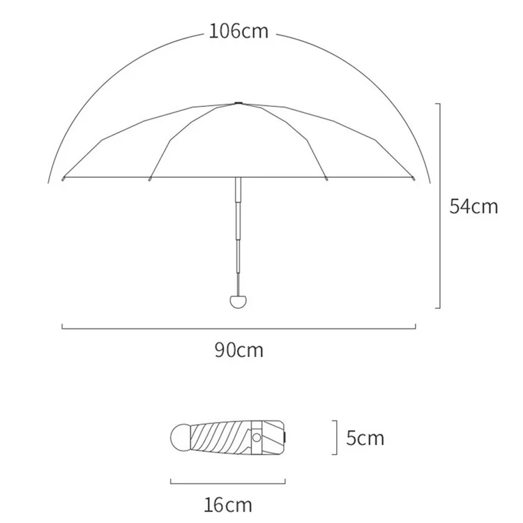 Mini Pocket Black Coating Parasol Sun Protection Rain-proof Six Ribs Umbrella with Capsule Box - Black