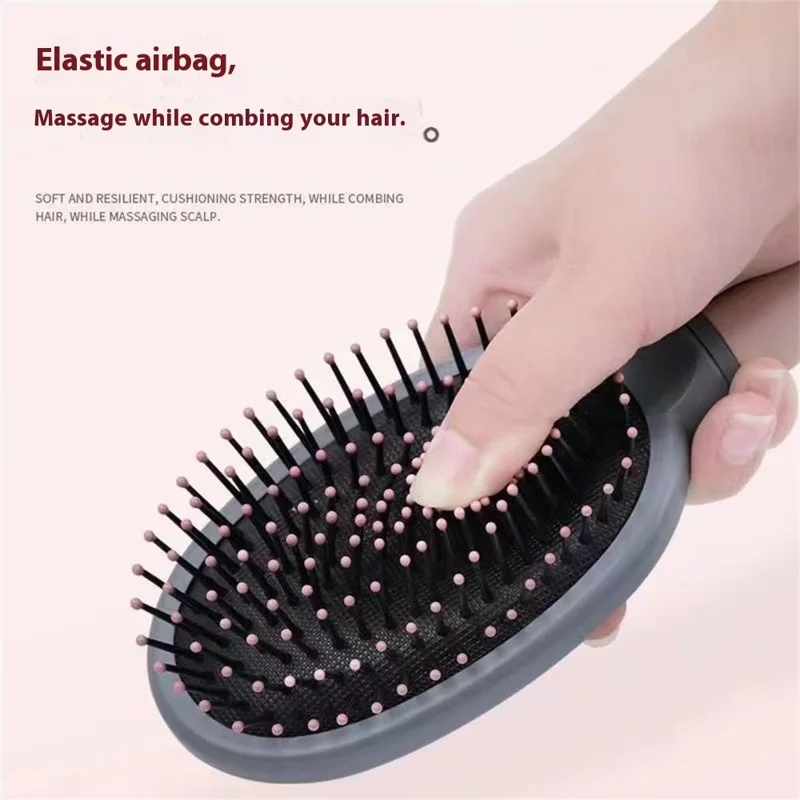 3Pcs / Set Women Hair Styling Comb Curved Comb + Curling Comb + Air Cushion Scalp Massage Comb - Pink
