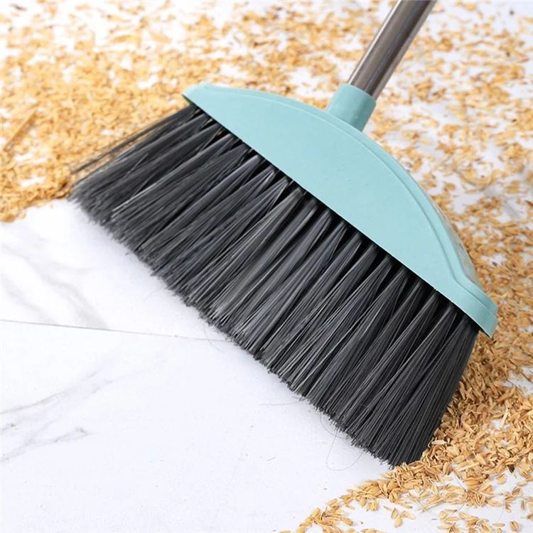 Household Broom Dustpan Set Soft Bristle Broom Dustpan Sweeping Tools Set - Blue