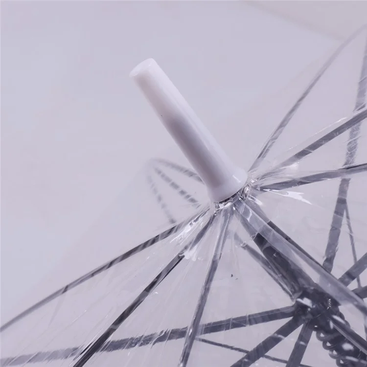 Dot Pattern Creative Curved Handle PVC Umbrella Windproof Straight Umbrella, Random Color - Transparent