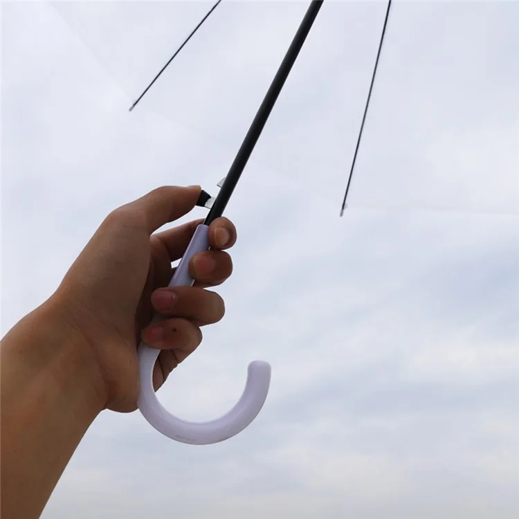 Dot Pattern Creative Curved Handle PVC Umbrella Windproof Straight Umbrella, Random Color - Transparent