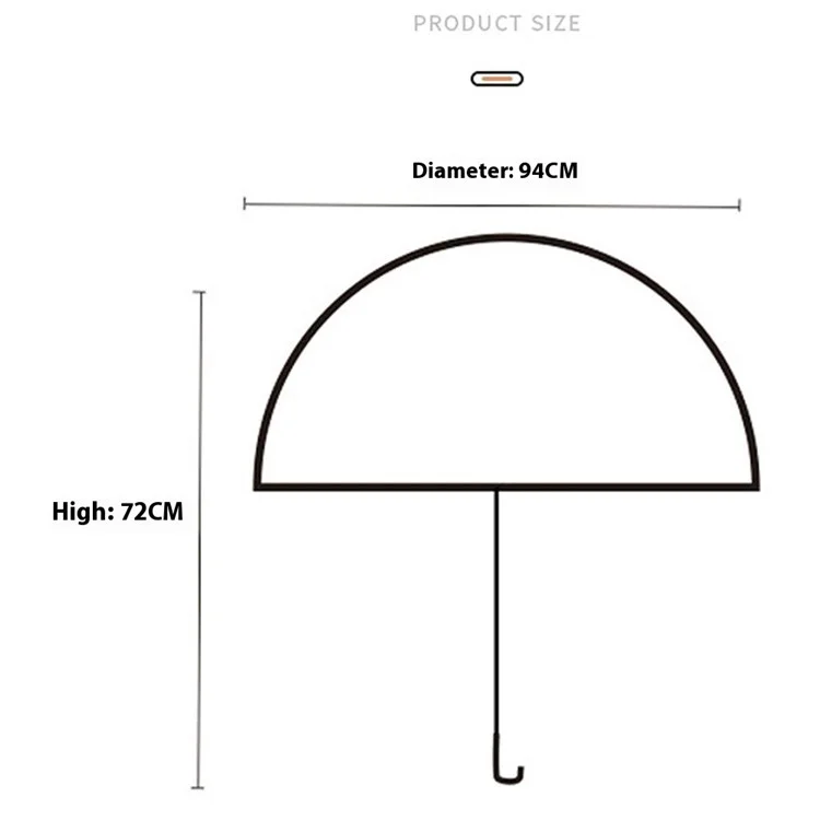 Dot Pattern Creative Curved Handle PVC Umbrella Windproof Straight Umbrella, Random Color - Transparent