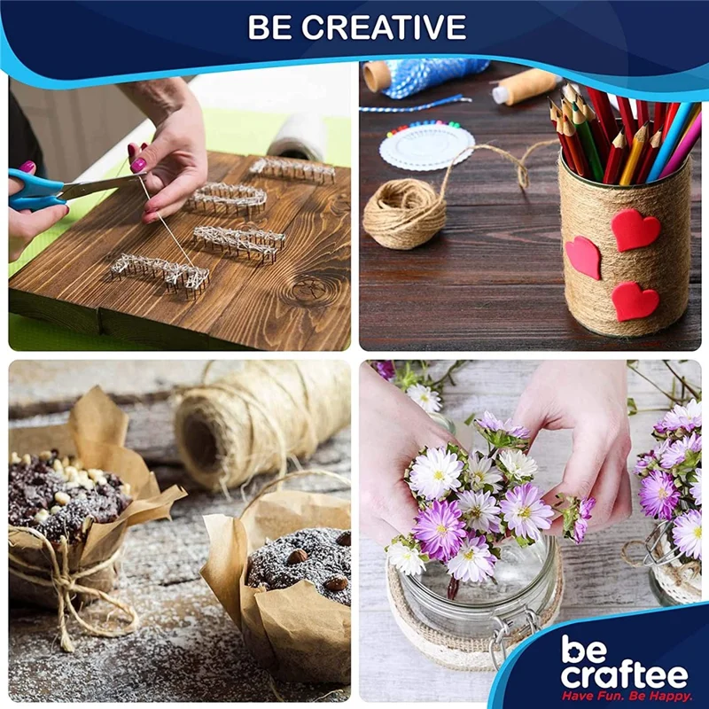 100m Natural Jute String Multi-Purpose DIY Crafts Gift Wrapping Hemp Rope Roll