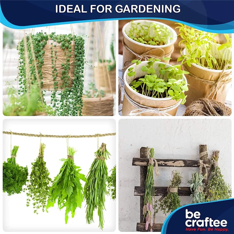 100m Natural Jute String Multi-Purpose DIY Crafts Gift Wrapping Hemp Rope Roll