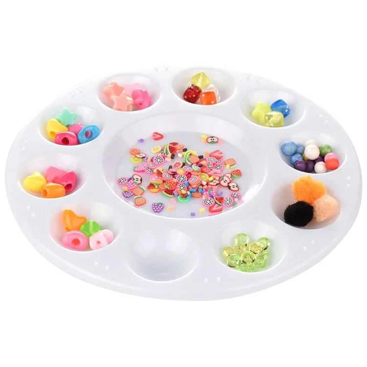 700063 10 Grids Round Painting Palette Artist Children Student Drawing Pigment Color Mixing Tray Palette