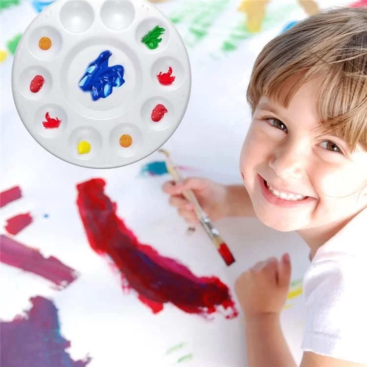 700063 10 Griglie Rotonde Tavolozza Dell'artista Dei Bambini Che Disegnano Tavolozza Del Vassoio Di Miscelazione Del Colore Del Pigmento