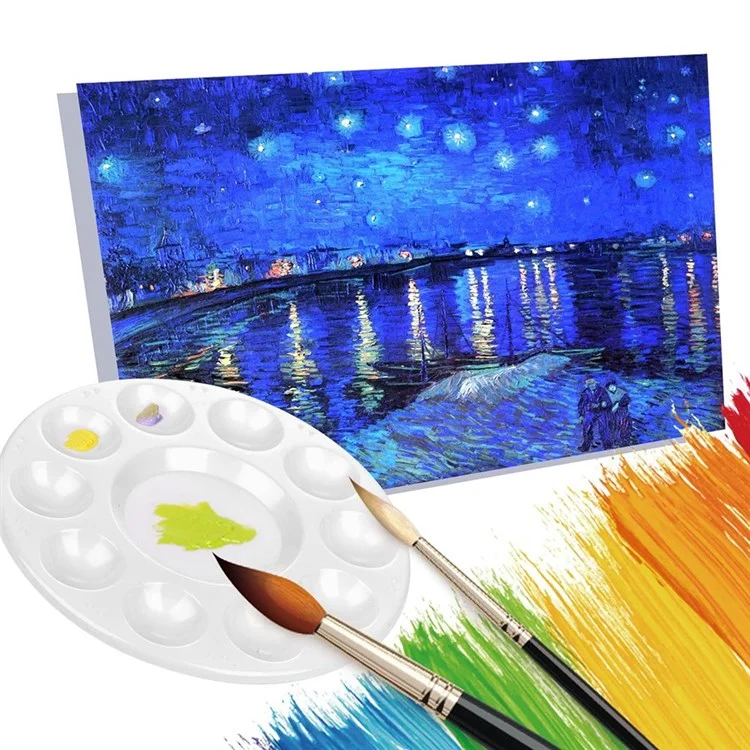 700063 10 Grids Round Painting Palette Artist Children Student Drawing Pigment Color Mixing Tray Palette