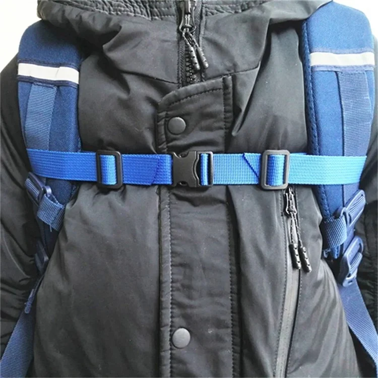 Backpack Shoulder Strap Fixing Insert Buckle Anti-Slip Nylon Strap School Bag Chest Strap DIY Backpack Accessory - Black