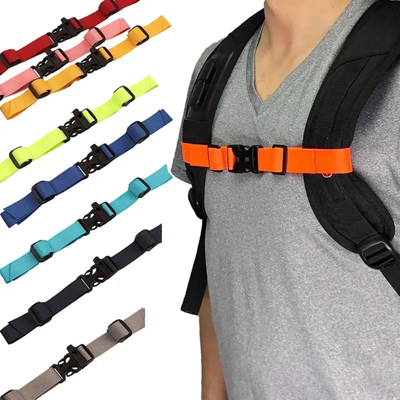 Backpack Shoulder Strap Fixing Insert Buckle Anti-slip Nylon Strap School Bag Chest Strap DIY Backpack Accessory - Pink