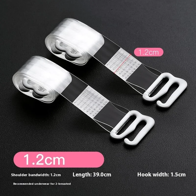 1.2cm Width 1 Pair Traceless Invisible Bra Shoulder Straps Non-Slip TPU Underwear Bra Straps - Transparent