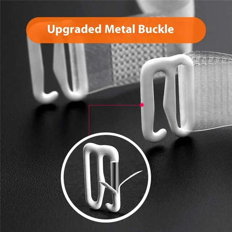 1cm Width 1 Pair Traceless Invisible Bra Shoulder Straps Non-Slip TPU Underwear Bra Straps - Frosted